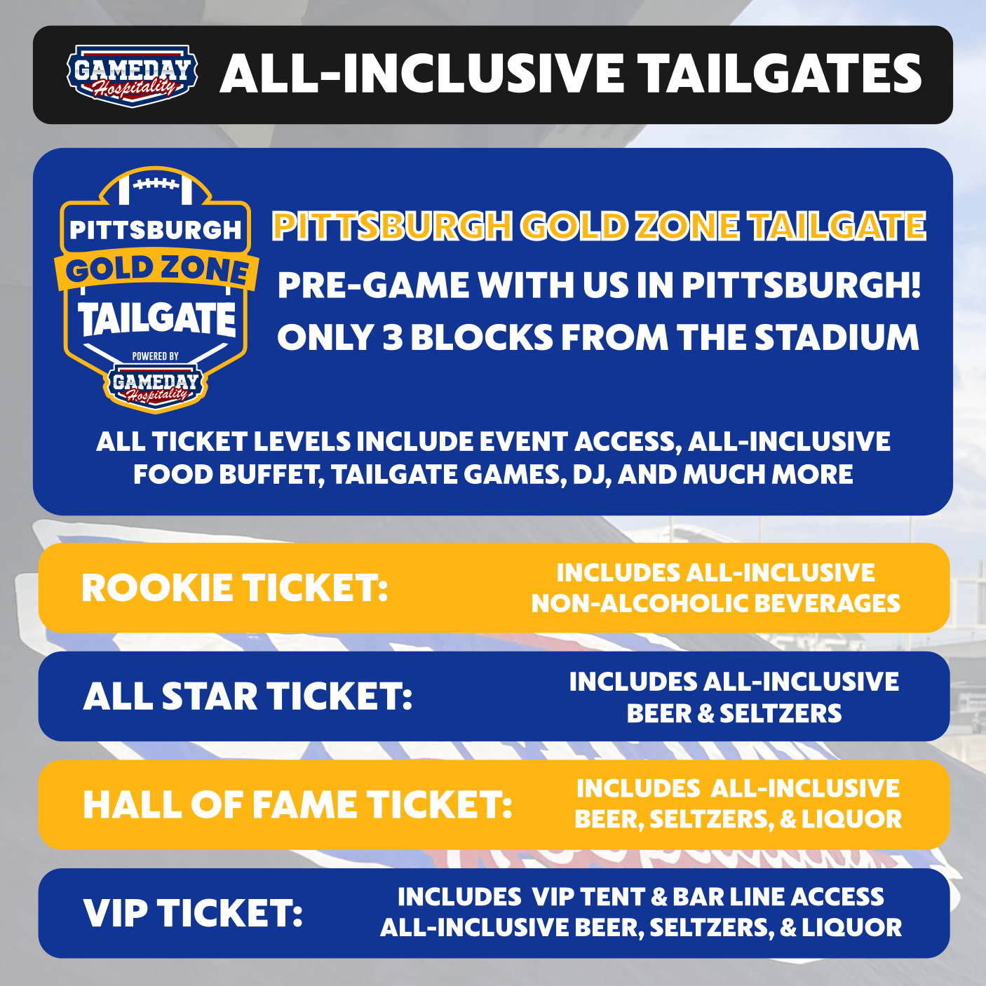 Gameday Hospitality - Pittsburgh Pitt Panthers Tailgate Seating Chart